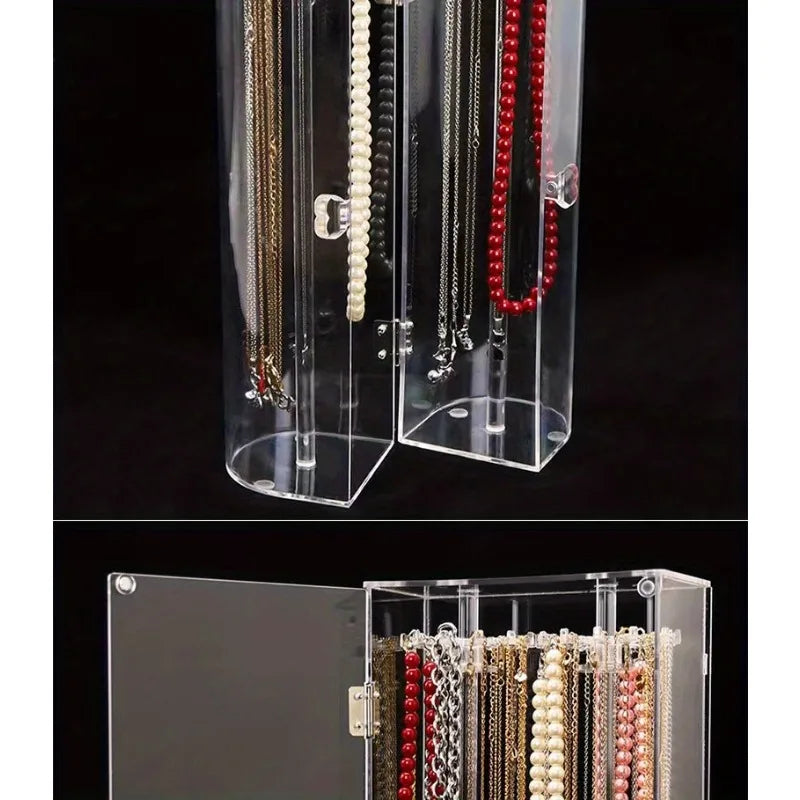 1pcs Transparent Jewelry Organizer Dustproof Necklace Bracelet Watch Display Stand Home Jewelry Storage Case