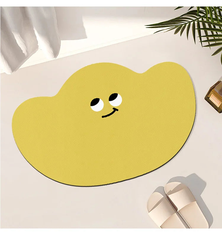Cartoon funny expression irregular bathroom non-slip mat toilet door absorbent floor mat household diatom mud floor mat