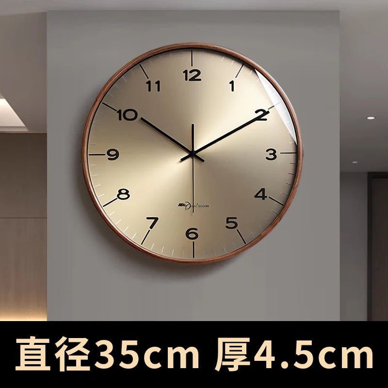 New modern simple solid wood wall clock living room household wall decoration clock