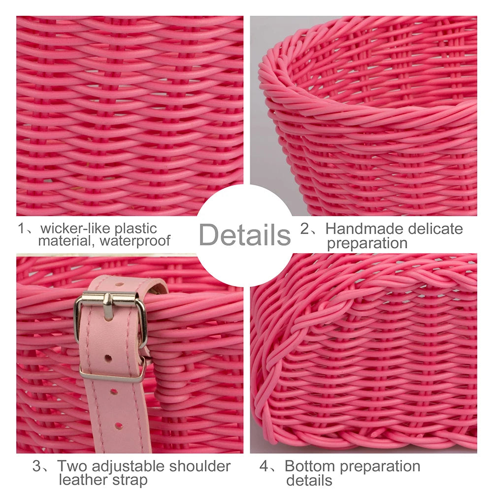 Kids Bike Basket Cycling Handlebar Pouch Bicycle Wicker Baskets Child Scooter Front Storage Basket Children Bike Carrier Bags