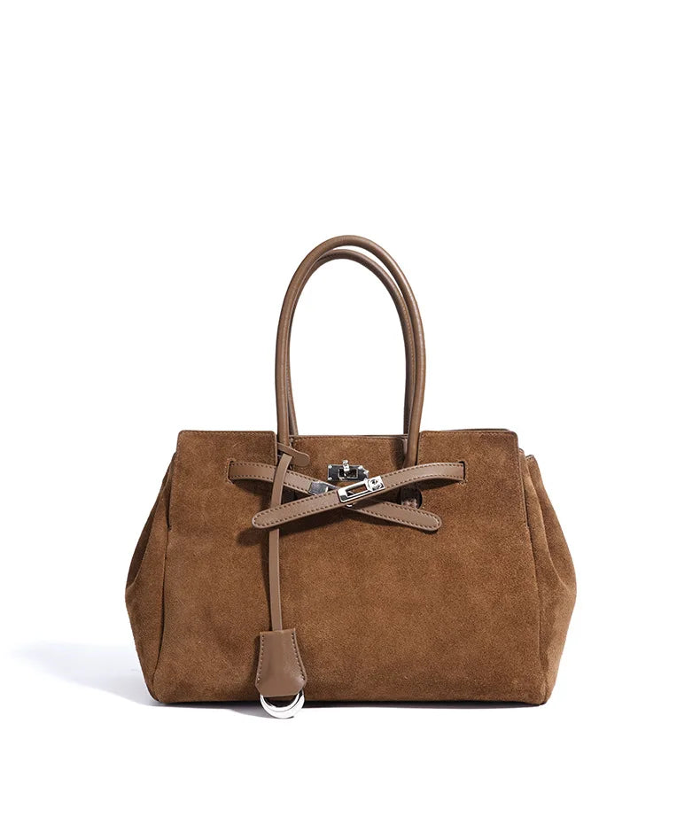 Early Autumn Retro Suede Tote Bag Women's New Versatile Single oulder Bag Commuter Bag Handbag for Outdoor Use