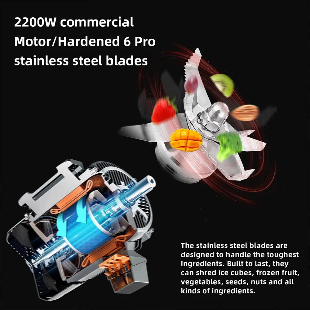 BioloMix Professional Kitchen Blender Automatic Program 2L Low-Profile BPA-Free Smoothie Juicer Ice Crusher Food Mixer