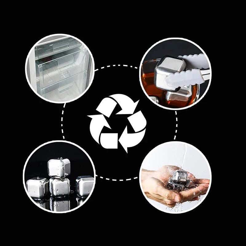 4/6/8 Pcs Stainless Steel Ice Cubes Set Reusable Chilling Stones for Whiskey Wine Wine Cooling Cube Chilling Rock Party Bar Tool