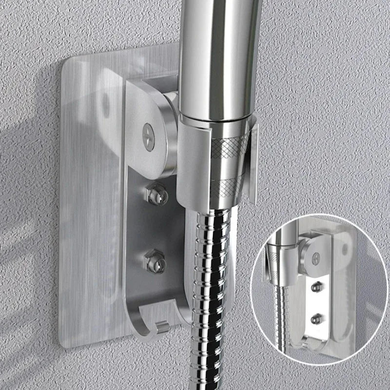 Support with Suction Cups Bathrooms and Self-adhesive Shower Head Rod Bar Handle Holders Bracket Adjustable Support Accessories