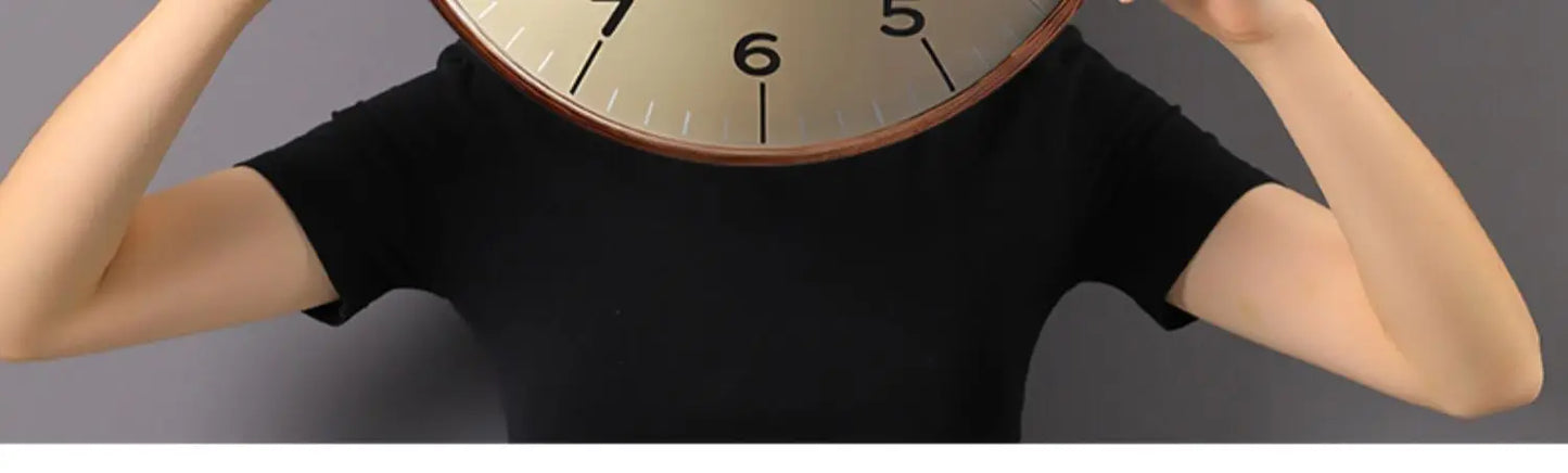 New modern simple solid wood wall clock living room household wall decoration clock
