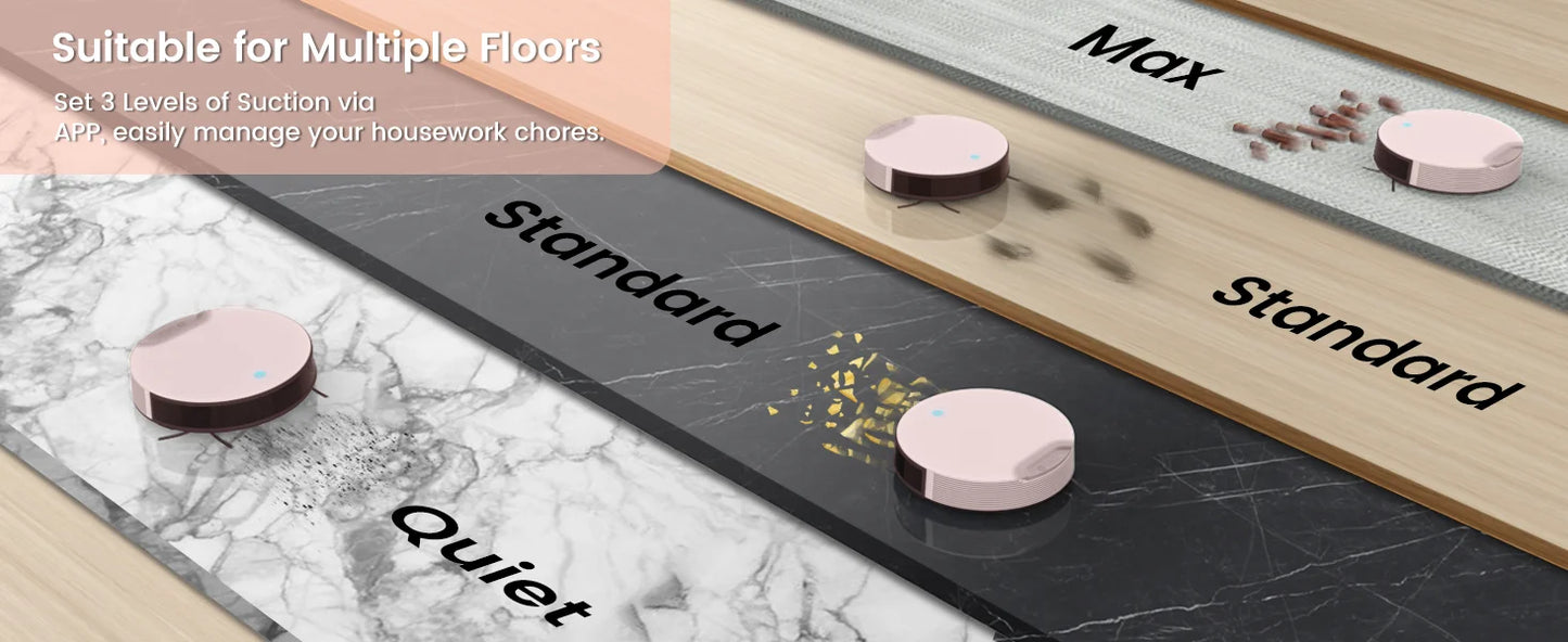 Lefant N1 Robot Vacuum Cleaner, Suction Power 4500PA, 4 Cleaning Modes, App Control, Up to 165 Minutes Autonomy