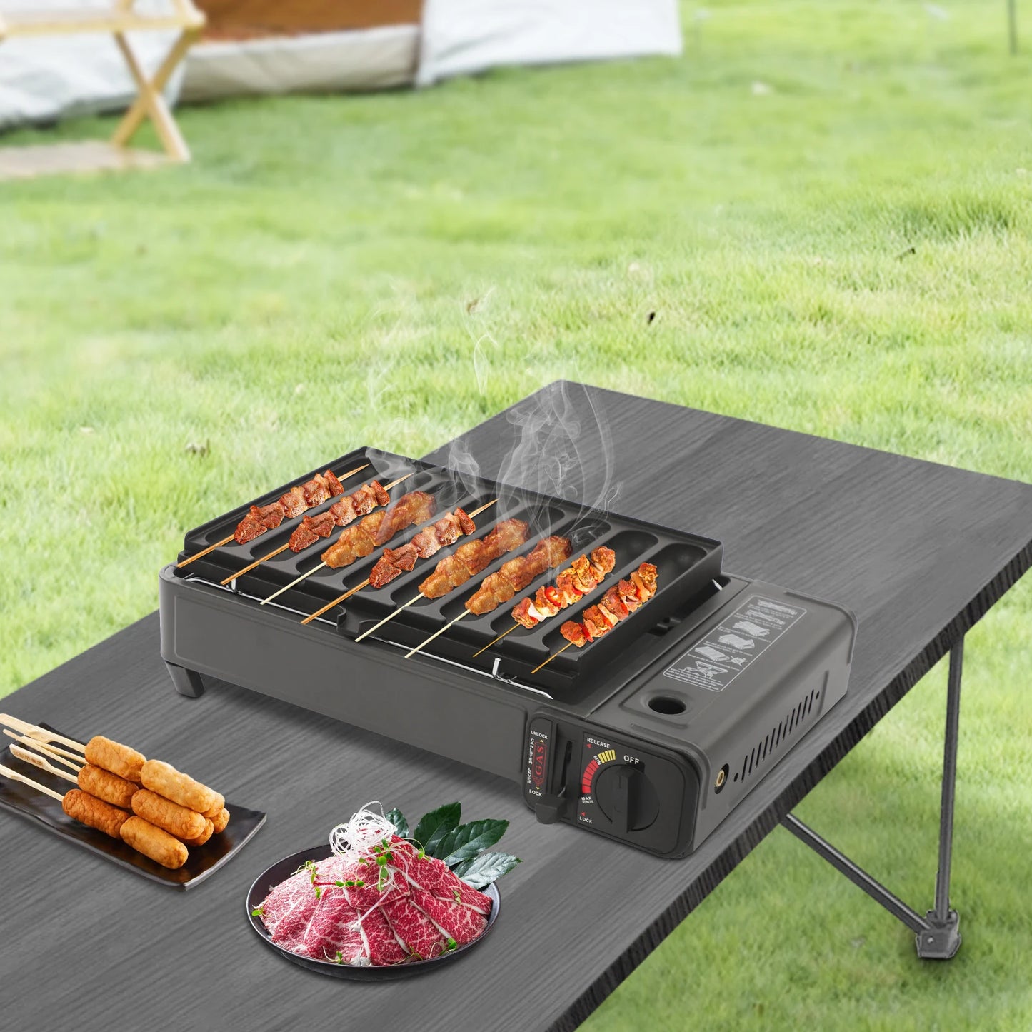 Black Portable Camping Gas Stove High Safety Outdoor Use