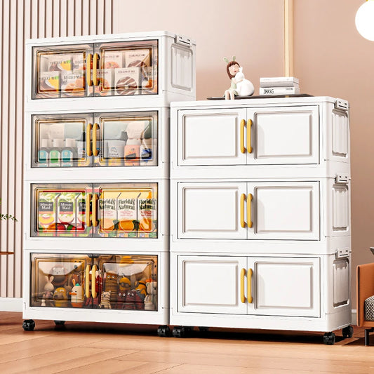 Double-door living room storage cabinet, folding floor-standing storage box, no installation required, simple storage cabinet