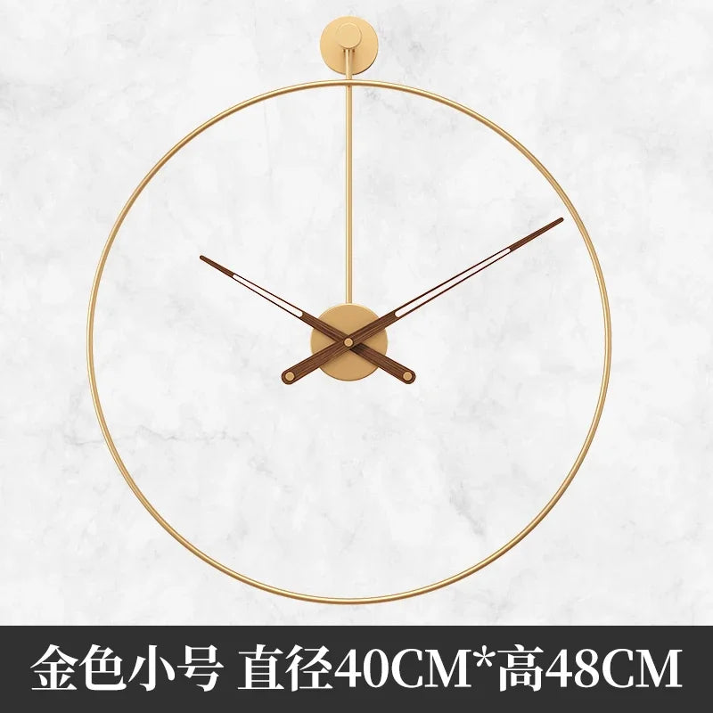 Spanish Minimalist Metal Wall Clock No Drill Installation Modern Industrial Style Large Silent Quartz Clock for Living Room
