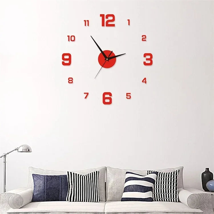 2024 Modern Design Wall Clock 3D DIY Quartz Clocks Fashion Watches Acrylic Mirror Stickers Living Room Home Decor Horloge