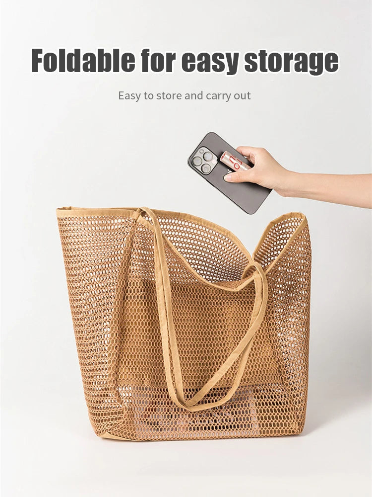 Beach Bag  Mesh Tote Bag  for Travel Pool Family Beach Vacation Cruise Essentials Organizer Storage Bags