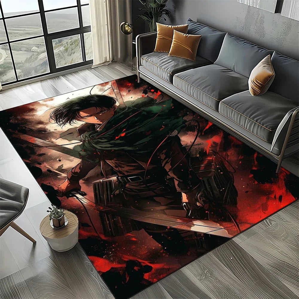 2025 Attack on Titan Eren Anime Cartoon Carpet Rug for Bedroom Living Room Home Sofa Decoration,kids Play Decor Floor Mat Gift
