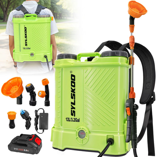 3.2 Gallon Backpack Electric Sprayer 80 PSI Battery-powered garden sprayer compatible with 18V batteries. Perfect for lawn care, weed control, and easy outdoor spraying.