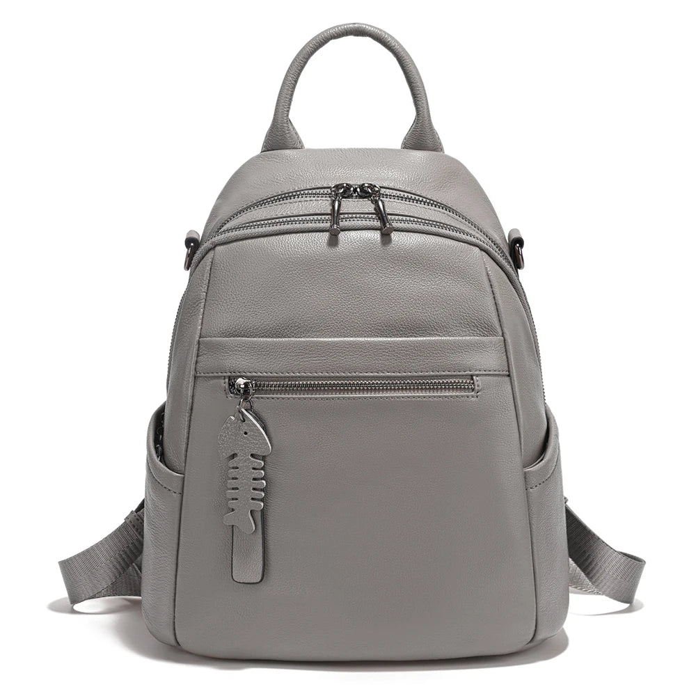 Soft Leather Women’s Backpack Large Capacity Crafted from premium cowhide leather with wide shoulder straps and multiple pockets. Stylish, durable, and perfect for everyday use.