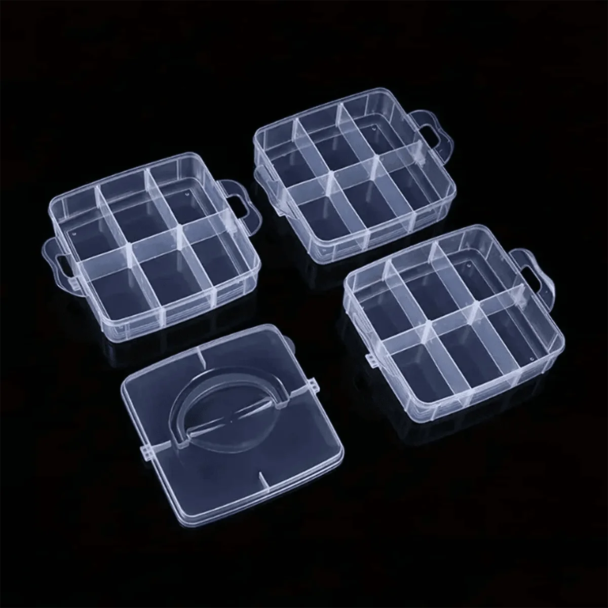 3 Tier 18-Grid Transparent Adjustable Stackable Compartment Slot Plastic Storage Box For Organizing Toys Jewelry Accessories