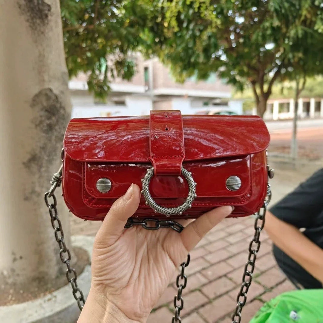 Multi-Color French Design Mini Waist Bag Classic Rivet Style Chic round design with a simple, versatile look. Compact and stylish, perfect for everyday wear.
