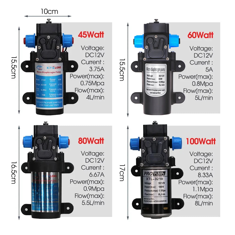 Black 8mm PE Hose 20cm Flexible Nozzle Misting Watering System 45/60/80/100W Self-priming Pump Adjustable Sprayer Kit for Garden