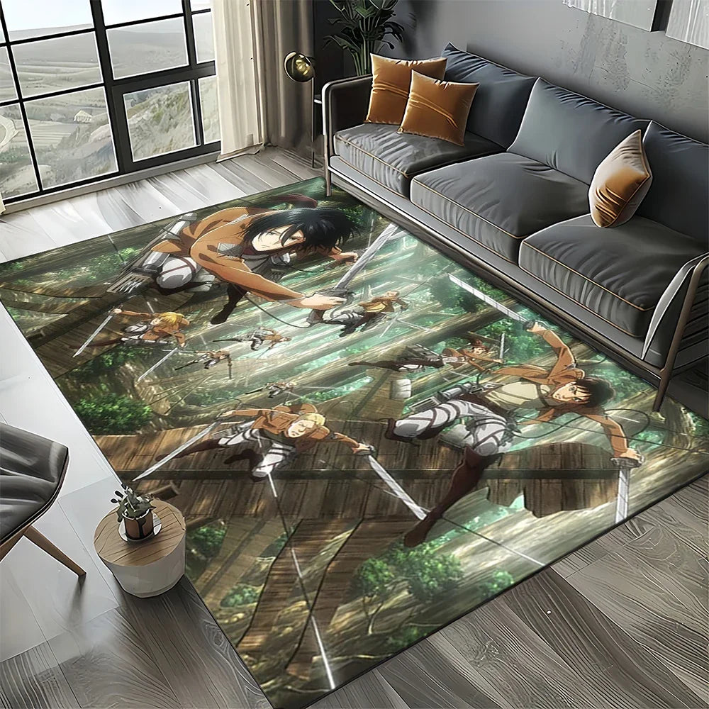 2025 Attack on Titan Eren Anime Cartoon Carpet Rug for Bedroom Living Room Home Sofa Decoration,kids Play Decor Floor Mat Gift