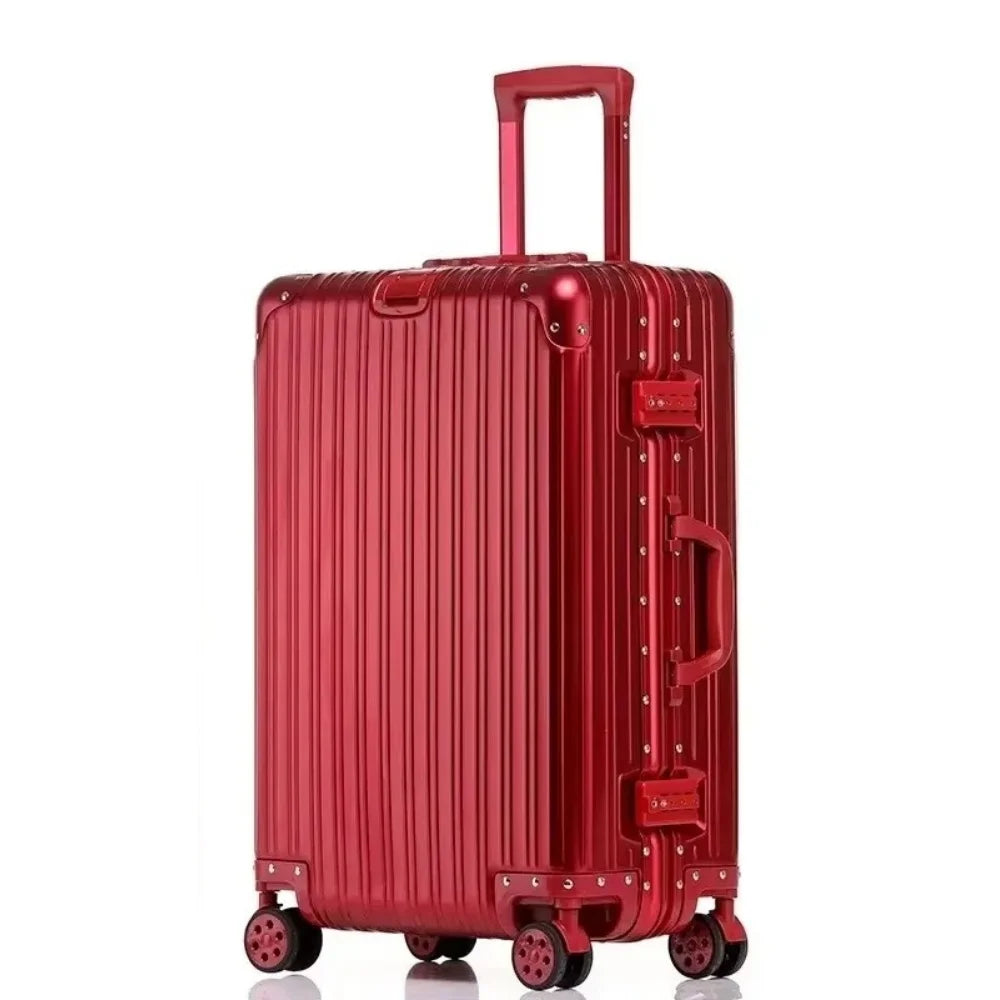 Aluminum-Magnesium Alloy Suitcase, High-Quality Rolling Luggage Available in 20”, 24”, 26”, and 29” sizes. Durable trolley luggage perfect for travel, carry-on, and cabin use.