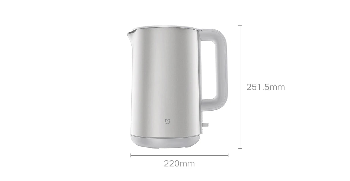 MIJIA Electric Kettles S1,Double Wall,1800W,4 Safety, Food-Grade 316L Stainless,1.7L Water Boiler,CN Version with Adapter