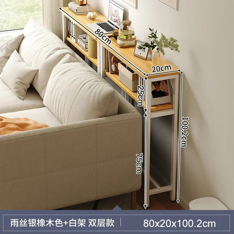 Rear Sofa Gap Table Narrow Side Table Multi-functional Living Room Long Partition Rack Bed Tail Storage Space-Saving Furniture