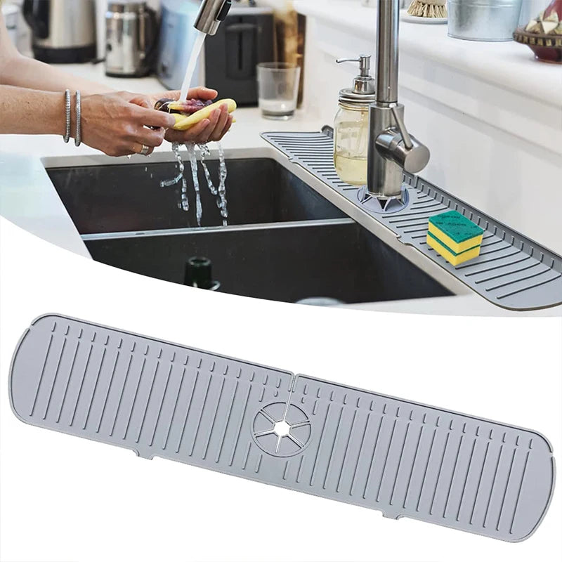 Silicone Faucet Drain Pad Kitchen Household Anti-Splash Non-Slip Faucet Pad Dry Foldable Washing Countertop Soap Non-Slip Pad