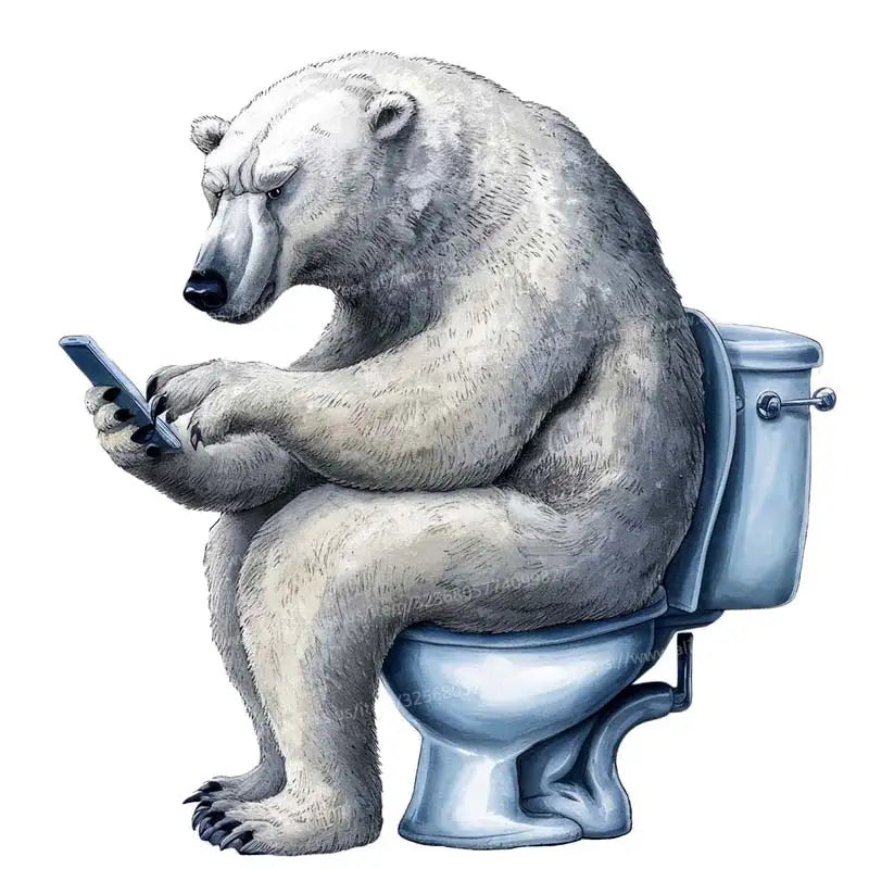 Funny Toilet Lid Stickers – Squirrels, Penguins & Raccoons Cute cartoon animals “sitting” on the toilet  instant bathroom humor! Waterproof, easy-peel decals for lid, cover or tank. Great for home, guest bath, or funny gifts. Wholesale available