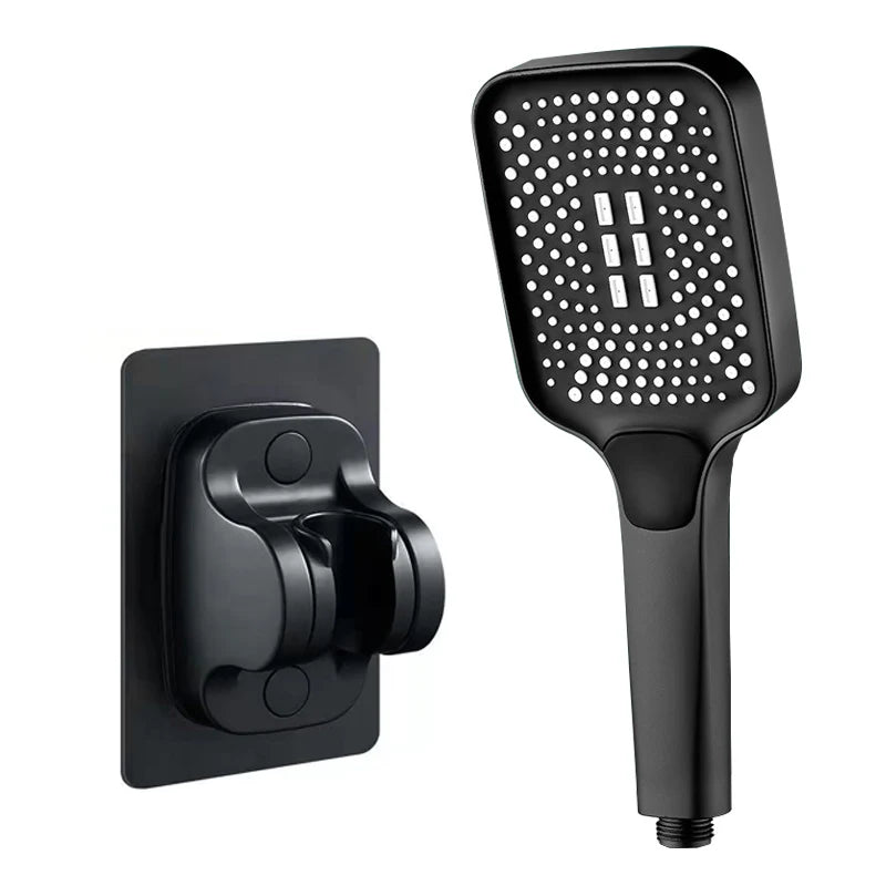 Square Button Adjustable Shower Head Silver Booster Shower Head Thickened Water Outlet Shower Head Set