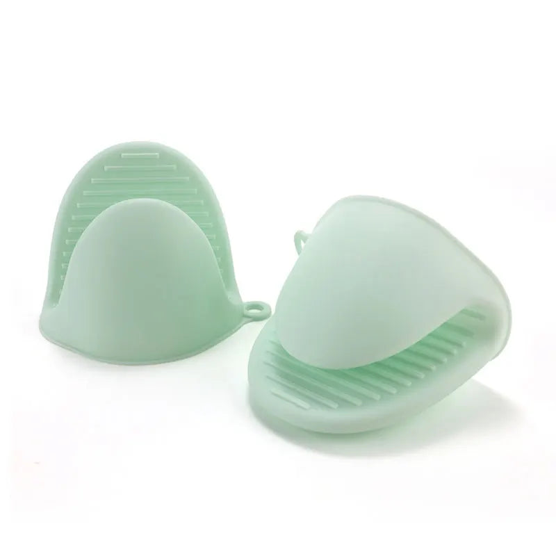 2pcs Mini Oven Gloves Silicone Heat Resistant Cooking Gloves Insulated Non-slip Gloves Clip Pot Rack Cooking Oven Gloves