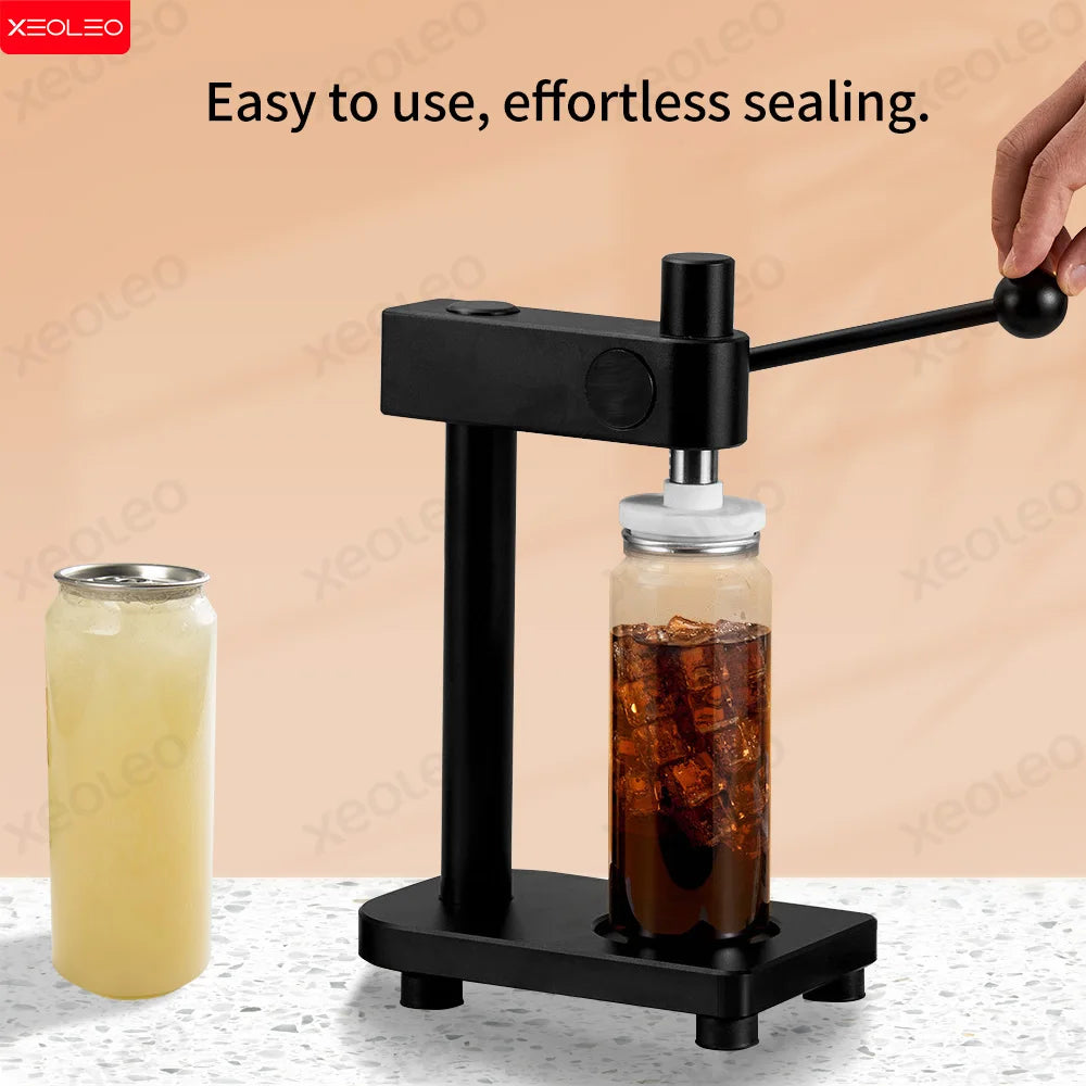 XEOLEO Commercial Manual Press Can Sealer Machine Milk Tea Drink 55mm PET Can Capping Machine Kitchen Tools Height-adjustable