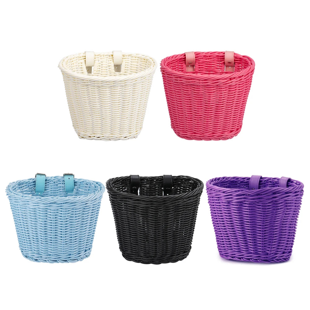 Kids Bike Basket Cycling Handlebar Pouch Bicycle Wicker Baskets Child Scooter Front Storage Basket Children Bike Carrier Bags