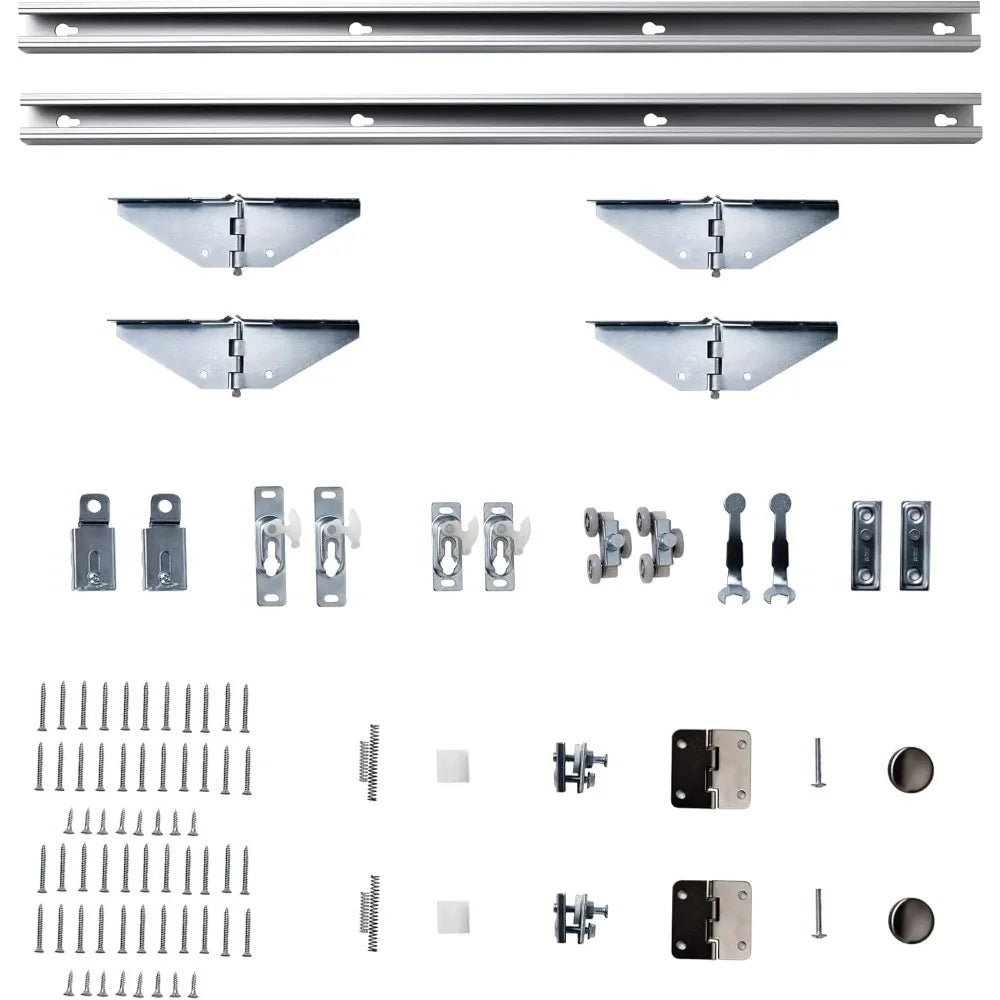 Bi-Fold Doors, for 60"x 80" (Double 30" X 80" Doors) Opening, 3-lite Tempered Frosted Glass Panel,  Bi-Fold Doors