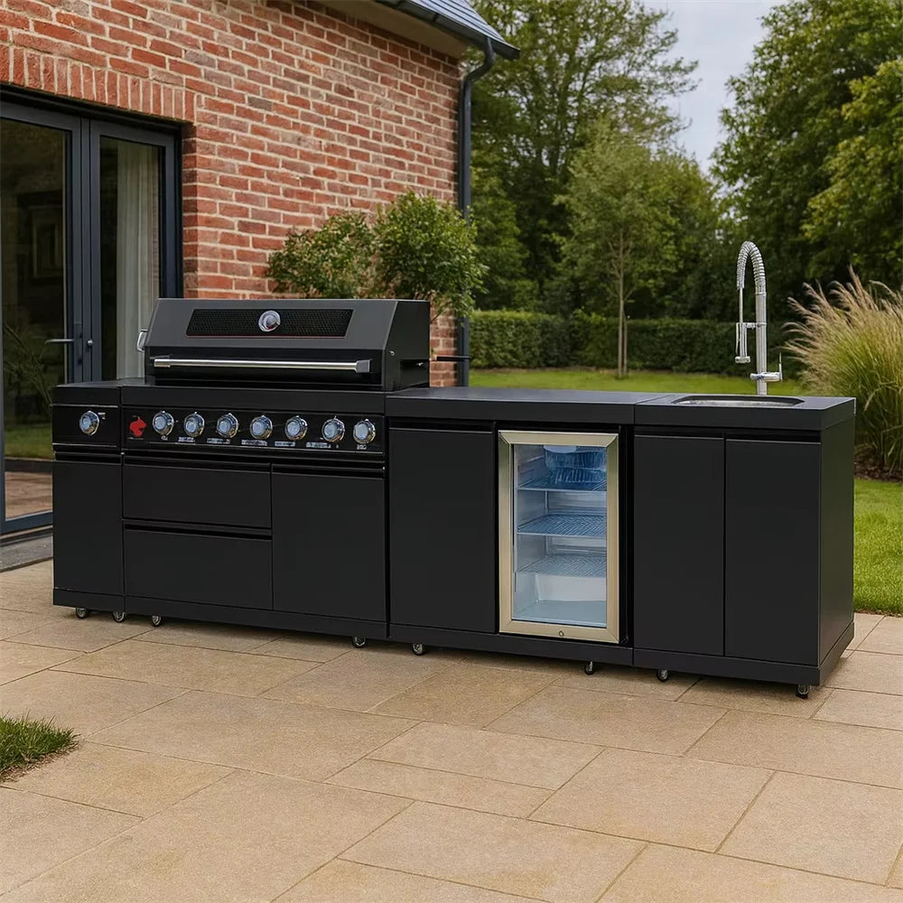 Custom outdoor kitchen Cabinet BBQ grill Oven and Bar Furniture House garden Stainless Steel