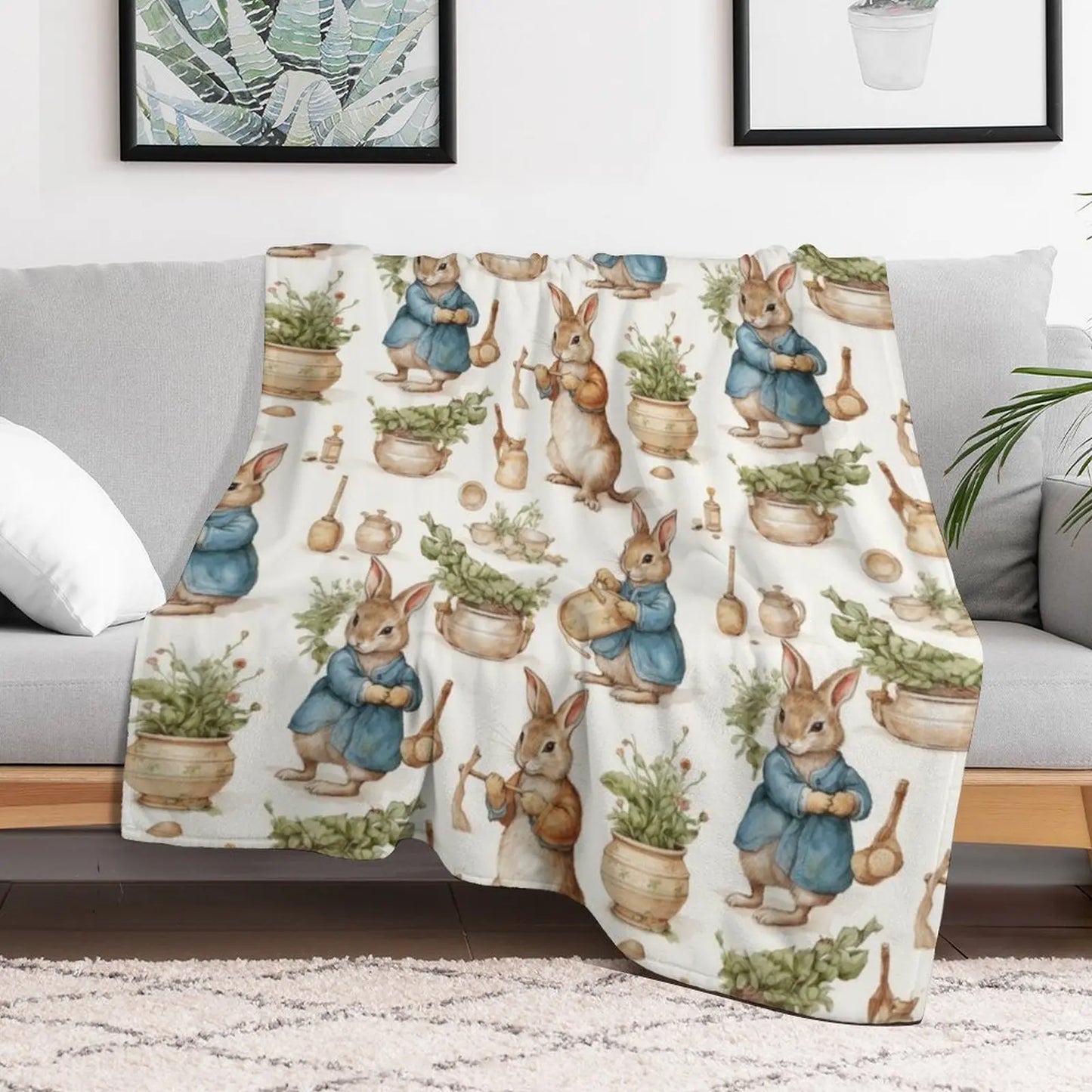 Peter rabbit watercolour Throw Blanket Decoratives Thermal Blankets