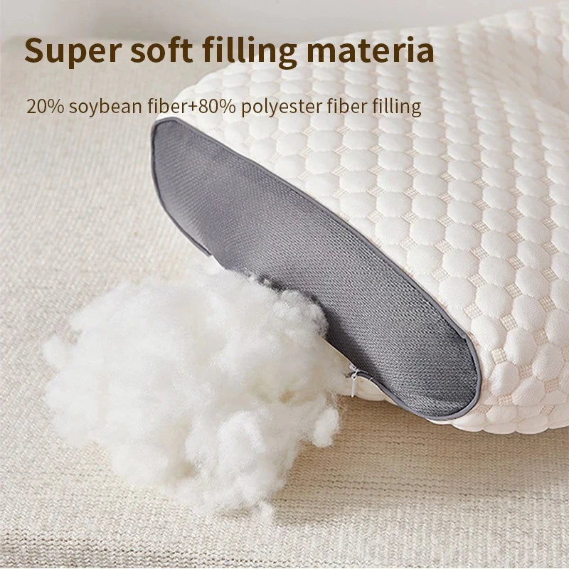 2PC Almohada Neck Pillow Help Sleep Protect The Neck Cervical Orthopedic Soybean Fiber Massage Household SPA Pillow For Sleeping