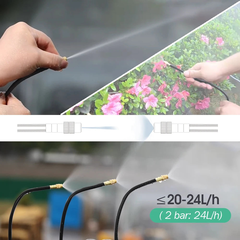 Garden Programmable Timer Misting Cooling System 360° Free-bend Misting Nozzle Adjustable Atomizer Sprayer Outdoor Watering Kits