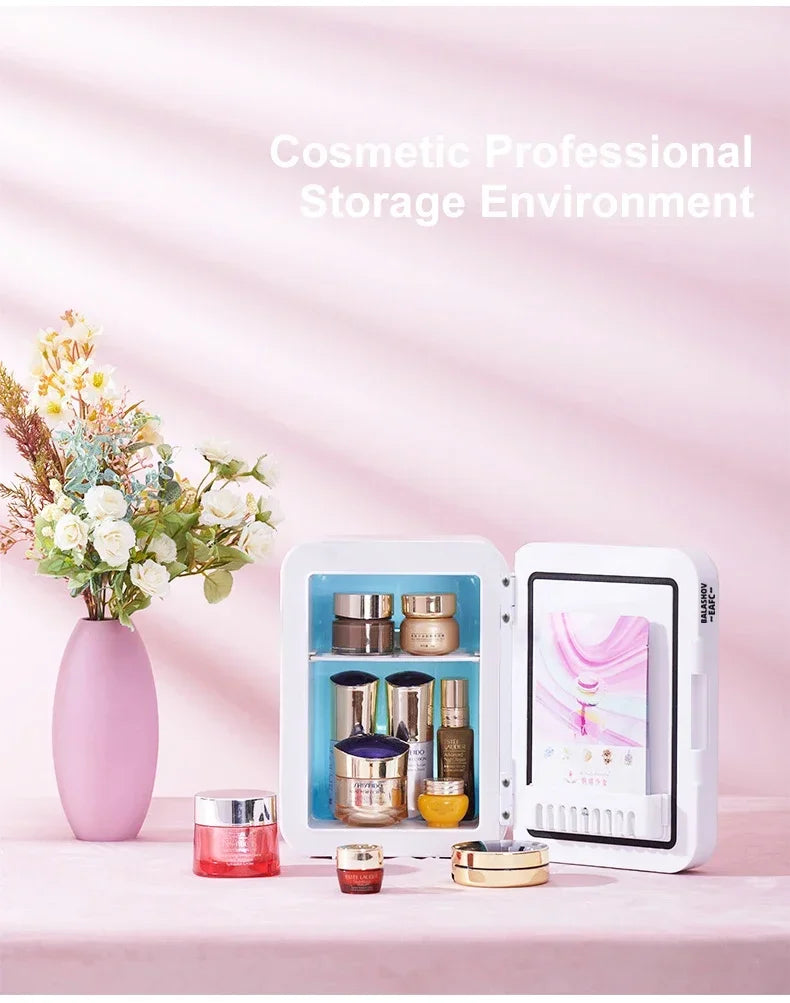Mini Fridge Camping Cosmetics 4L Portable Small Mirror Refrigerators for Car and Home Dual-use Makeup Home Camping Cooler