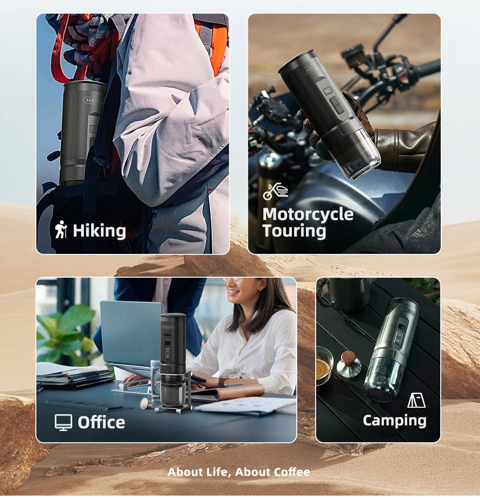 HiBREW H4C Portable Espresso Coffee Machine Wireless Heating Removable Battery Barista Ground Coffee Bottomless Extraction