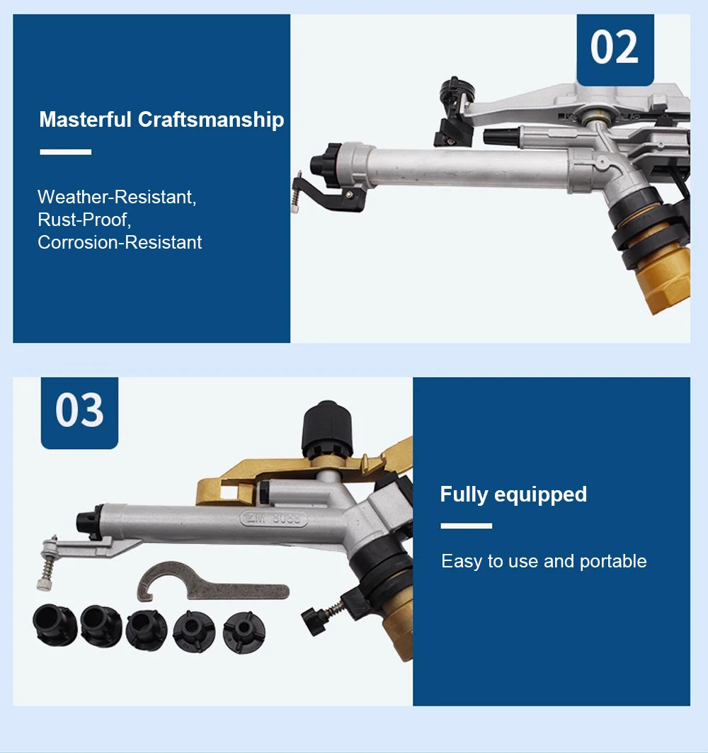 360° Rotation Swing Arm Spray Gun Horticulture Sprinkler Ideal for Construction Sites, Farmland Irrigation & Vegetable Watering