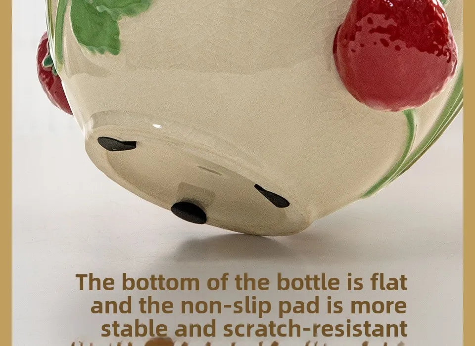 Emboss Strawberry Vase Ceramic Vase Children's Room Artifact Floral Accessories Fruit Pot Flowerpot Home Decoration Accessories