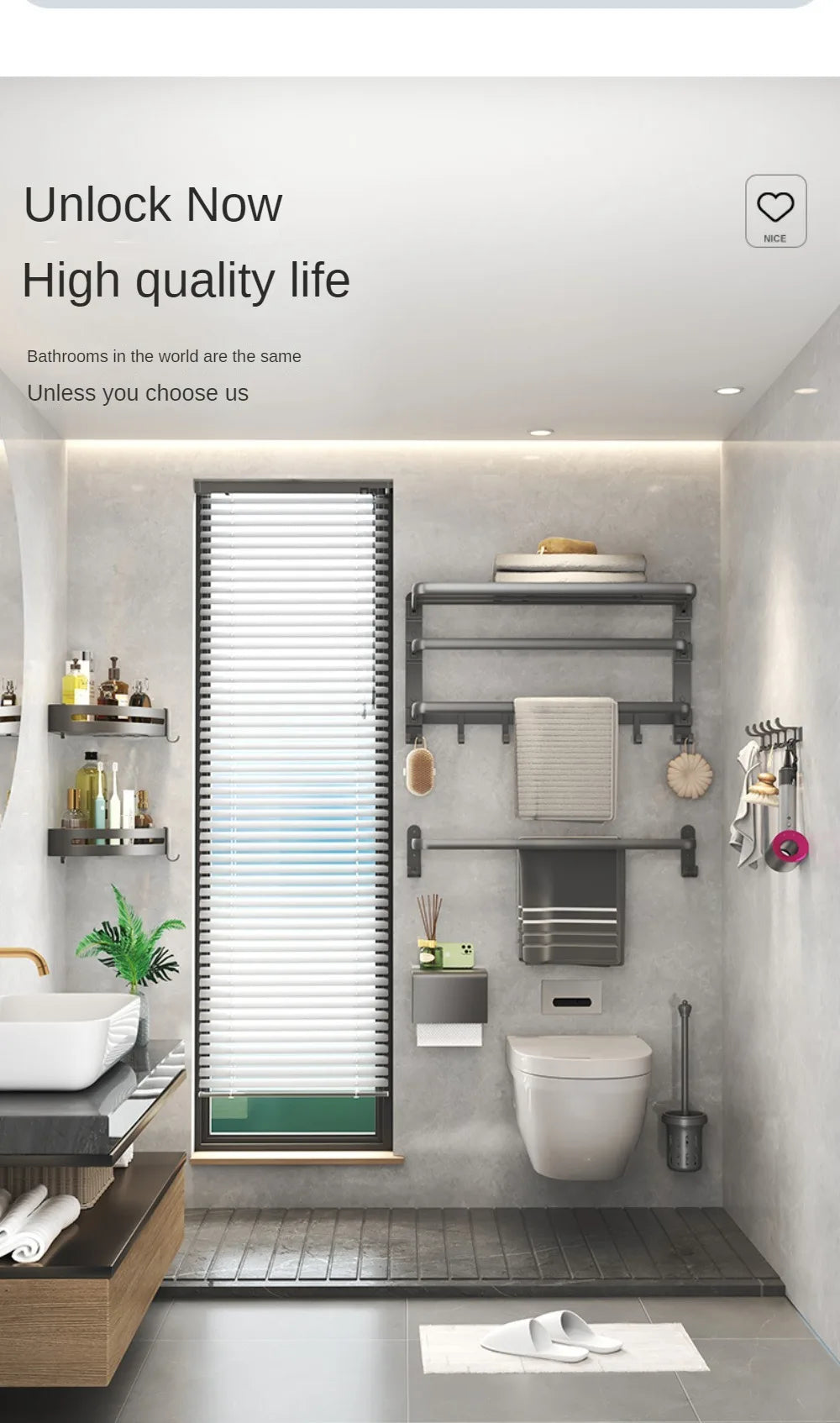 Gun Gray Triple Tier Folding Space Aluminum Towel Rack Wall mounted Hardware Pendant Set Bath Towel Holder Bathroom Accessories