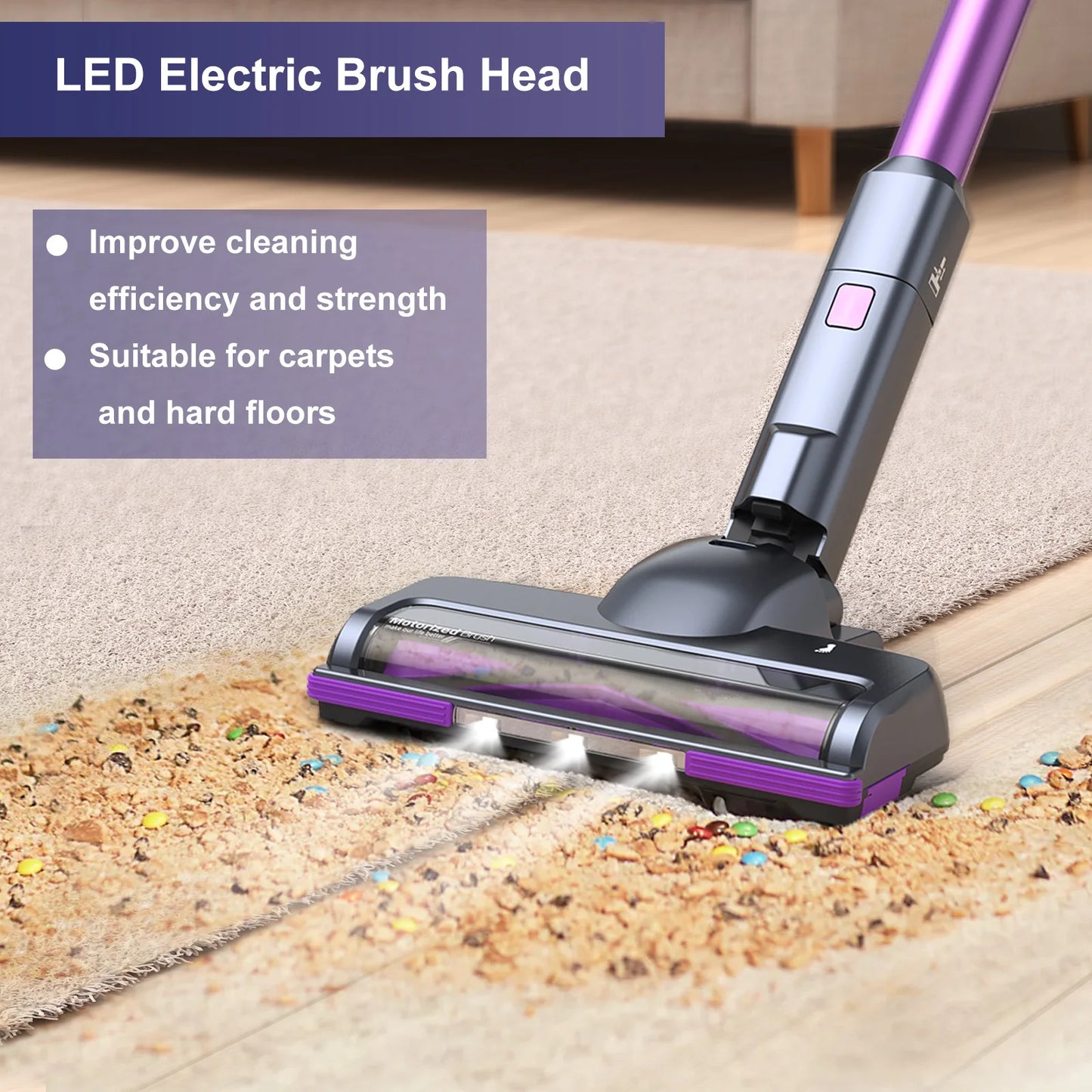 Free-Standing Vacuum Cleaner 27KPa, Lubluelu 202 Powerful Lightweight Cordless 6 In 1 Stick Vacuum Cleaner For Carpet Floor Pet