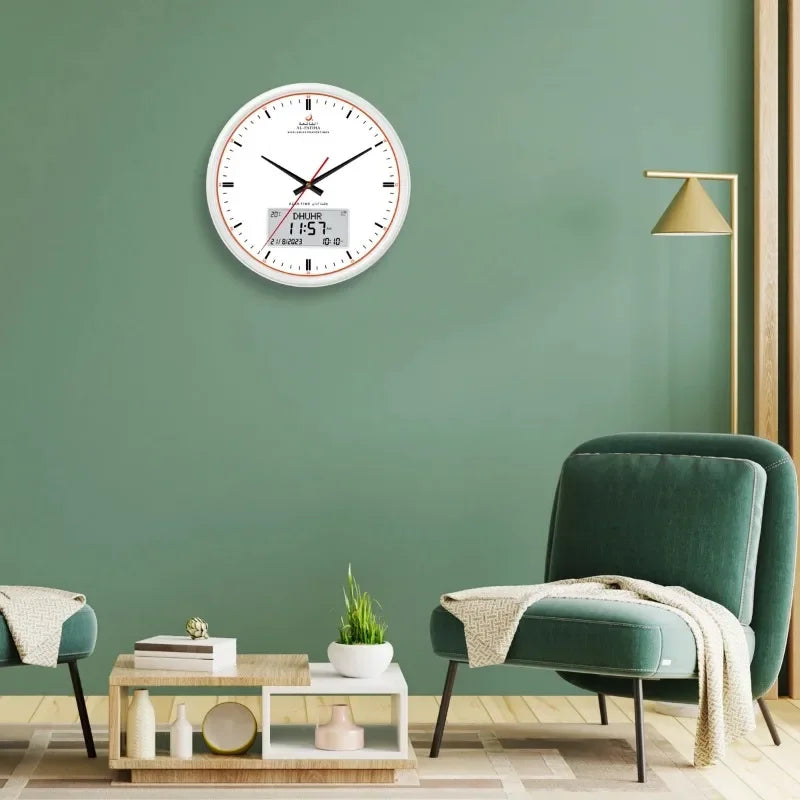 Digital Azan  Wall Clock Prayer Muslim Clock, Digital-Analog Watch with Hijri Calendar, Time Mosque Clock