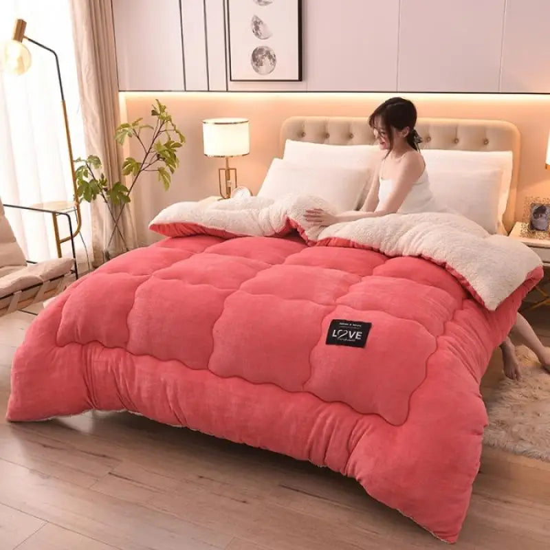New Milk Cashmere Lamb Wool Winter Quilt Comforters Spring and Autumn Quilt 1Pc 150/180/200/220cm Soft and Warm