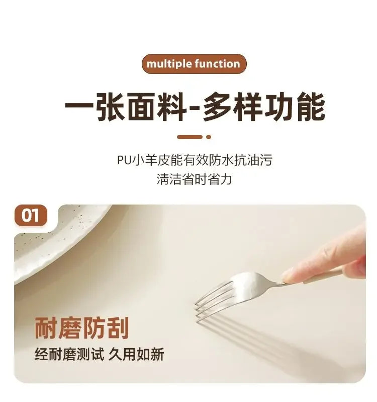 90 x 180cm Leather surface Waterproof Oil-proof Tablecloth Cover for Dining Table Square Surrounded Table Mat Elastic Protection