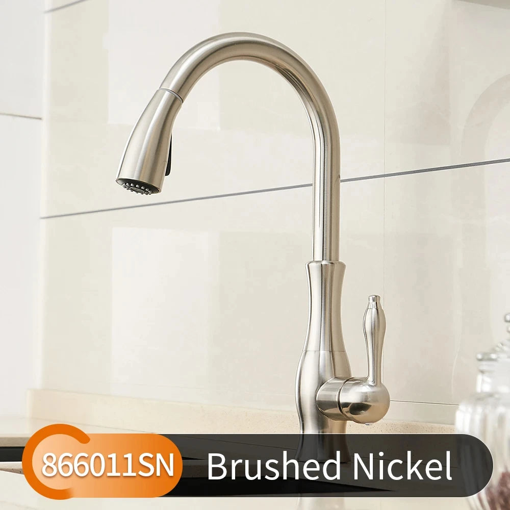 Gold Kitchen Faucets Silver Single Handle Pull Out Kitchen Tap Single Hole Handle Swivel Degree Water Mixer Tap Mixer Tap 866011