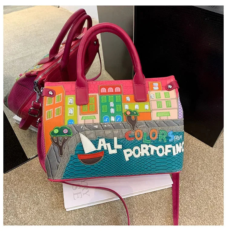 High-Quality Women’s Shoulder Bag Fashion.Features creative 3D embroidery design with a youthful, stylish look. Versatile crossbody bag perfect for everyday wear.