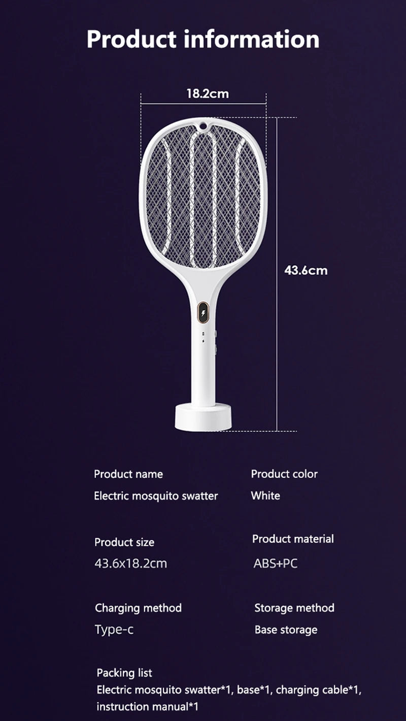 Multi Functional Bug Zapper Racket Usb Rechargeable Mosquito Killer Safe 3 In 1 Electric Mosquito Swatter Pest Control Supplies