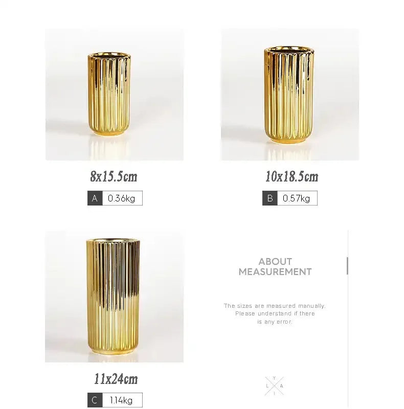 Nordic Ceramic Gold Vase – Elegant Home Décor Stylish flower arrangement vase perfect for living rooms, desktops, or as a thoughtful gift.
