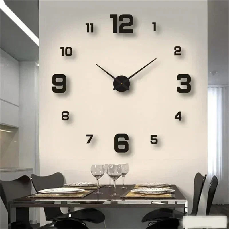 3D Luminous Wall Clock Frameless Acrylic DIY Digital Clock Wall Stickers Mute Clock for Office Living Room Bedroom Wall Decor